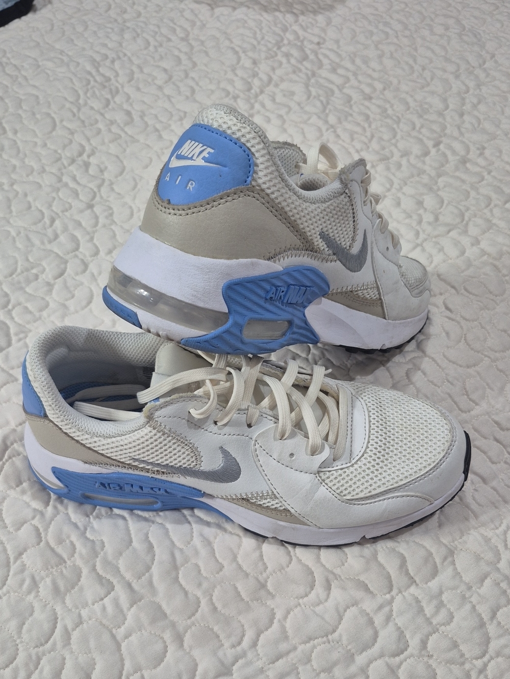 Nike Women's Air Max Excee Sneakers in White, Light Blue & Gray CD5432-128 7.5